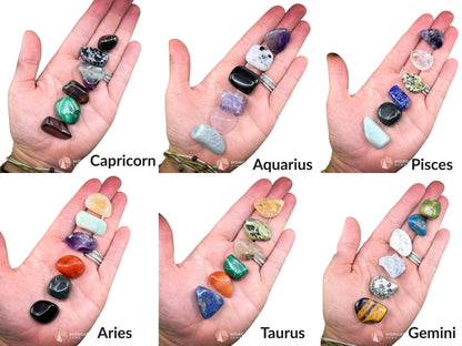 Zodiac Crystal Set | 12 Astrology-Aligned Gemstone Kits | Includes Pouch & Info - Metaphysical Crystals