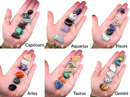 Zodiac Crystal Set | 12 Astrology-Aligned Gemstone Kits | Includes Pouch & Info - Metaphysical Crystals