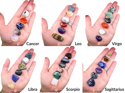 Zodiac Crystal Set | 12 Astrology-Aligned Gemstone Kits | Includes Pouch & Info - Metaphysical Crystals